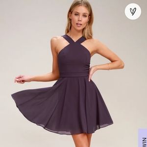 NEW LuLu's Forevermore Dusty Purple Skater Dress, size Small